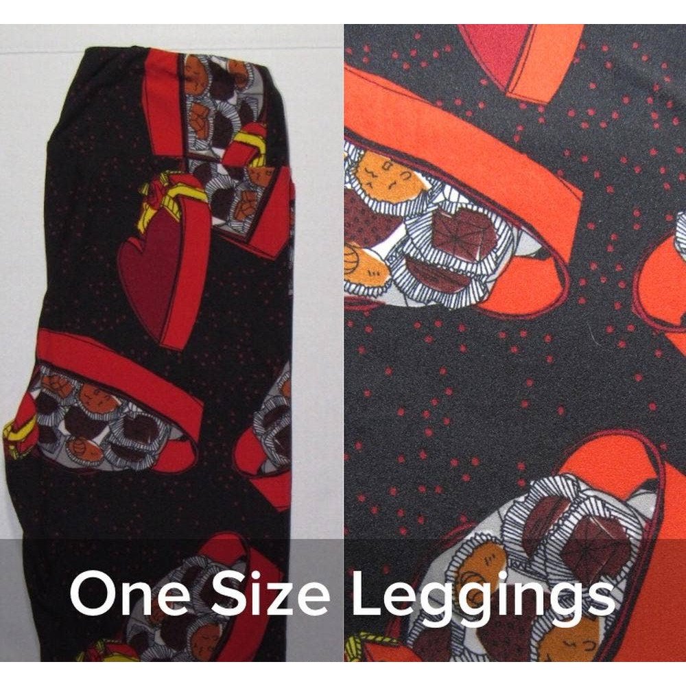 Black Valentine Chocolate Box LuLaRoe Leggings, One Size, NWT